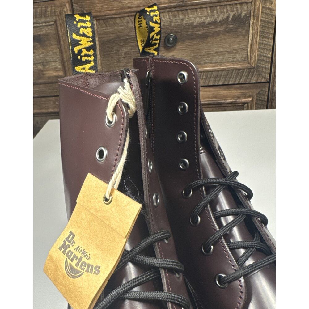 Dr. Martens Jadon Burgundy Smooth Leather Platform Boots US Men 11 Women 12 New - Picture 10 of 13